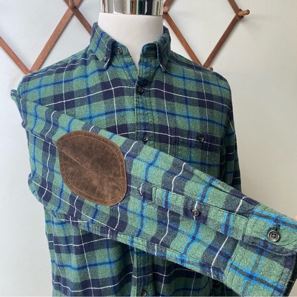 J Crew Wool Flannel Plaid Suede Elbow Patch Oxford Button Up Shirt - Picture 4 of 15